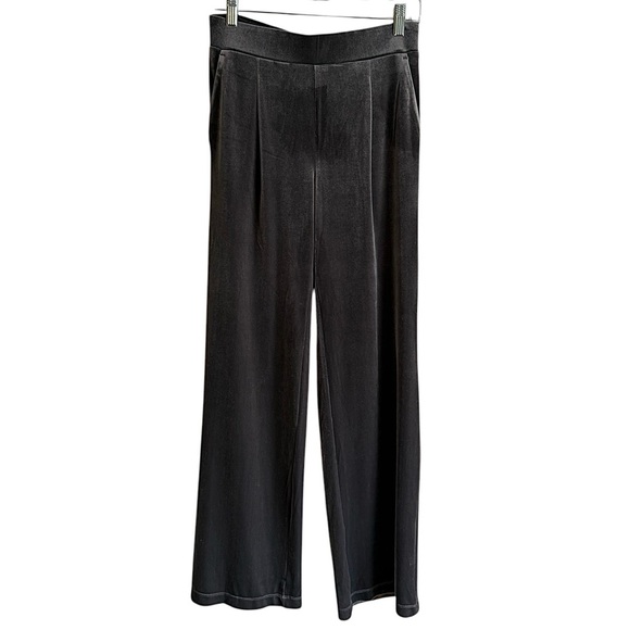 LOFT Pleated High Rise Gray Wide Leg Velour Track Pants Size XS NWOT - Picture 1 of 6